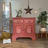 Solid Pine Sideboard Painted Boho Pink and White Floral