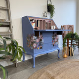 Pretty Writing Desk / Bureau painted light blue, pink and floral