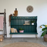 Solid Pine Console Table / Bookcase Painted Dark Green