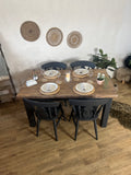Rustic Solid Pine 5ft Dining Table & 4 Chairs Painted Dark Grey/ Black