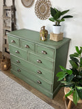 Solid Pine Rustic Green Chest Of Drawers