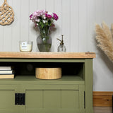 Solid Chunky Oak Tv Stand Painted Green