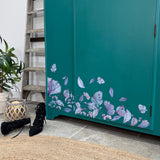 Vintage Wardrobe Armoire Painted Teal Green with Florals