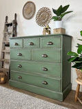 Solid Pine Rustic Green Chest Of Drawers