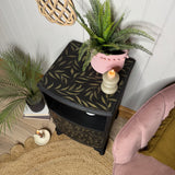 Vintage French style bedside table painted black and gold