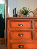 Bright Orange Vintage Industrial Style Chest of Drawers