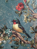 Vintage Cottage Style Console Cabinet / Sideboard painted in rustic chippy blue with birds and florals