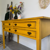 Colourful Mustard Yellow Rustic Vintage Desk / Table / Console