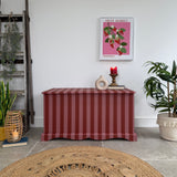 Solid Pine Blanket Box Painted in Colourful Pink and Red Stripes