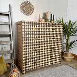 Rustic Reclaimed Solid Wood Patterned Green Chest of Drawers