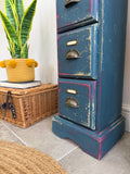 Colourful Vintage Industrial Apothecary Style Pair of Side Drawers