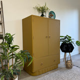 Colourful Vintage Retro Linen Cupboard Painted Yellow
