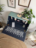 Vintage Oak Bureau Desk Painted Rustic Blue and Floral