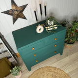 Vintage Retro Chest of Drawers Painted Dark Green