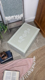 Wooden Storage Box painted Green and White Patterned