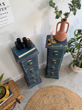 Colourful Vintage Industrial Apothecary Style Pair of Side Drawers