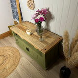 Solid Chunky Oak Tv Stand Painted Green