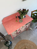 Vintage Chest of Drawers painted Pink and Floral