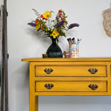 Colourful Mustard Yellow Rustic Vintage Desk / Table / Console