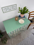 Handmade Chest of Drawers, Painted in Green and Cream with a Colourful Floral Design