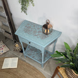 Pretty Light Blue & Floral Console Table with Drawer
