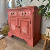 Solid Pine Sideboard Painted Boho Pink and White Floral