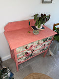 Vintage Chest of Drawers painted Pink and Floral