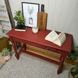 Decorative Console Table Painted Dark Red