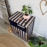 Rustic Purple Striped Vintage Cupboard / Side Table