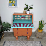 Colourful Orange Art Deco Writing Bureau Desk