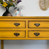 Colourful Mustard Yellow Rustic Vintage Desk / Table / Console