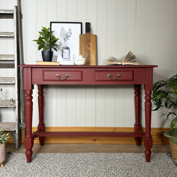 Decorative Console Table Painted Dark Red