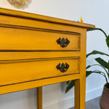 Colourful Mustard Yellow Rustic Vintage Desk / Table / Console