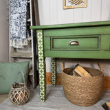 Bright Green Patterned Console Table Sideboard, Rustic Style