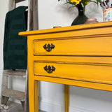 Colourful Mustard Yellow Rustic Vintage Desk / Table / Console