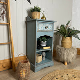 Pine Shelving Cupboard / Console Table / Side Table painted light blue and floral