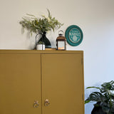 Colourful Vintage Retro Linen Cupboard Painted Yellow