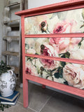 Vintage Chest of Drawers painted Pink and Floral