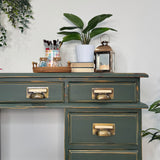 Solid Pine Dark Green Captains Desk - Vintage Industrial Style