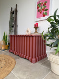 Solid Pine Blanket Box Painted in Colourful Pink and Red Stripes