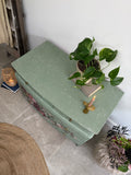 Vintage Stag Small Chest Of Drawers Painted Green and Floral