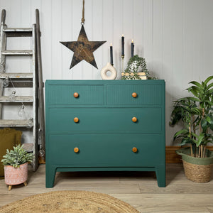 Vintage Retro Chest of Drawers Painted Dark Green