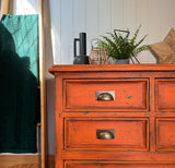 Bright Orange Vintage Industrial Style Chest of Drawers