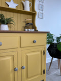 Pine Kitchen Welsh Dresser, Painted Colourful Mustard Yellow