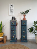 Colourful Vintage Industrial Apothecary Style Pair of Side Drawers