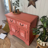 Solid Pine Sideboard Painted Boho Pink and White Floral