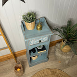 Pine Shelving Cupboard / Console Table / Side Table painted light blue and floral