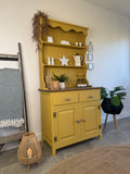 Pine Kitchen Welsh Dresser, Painted Colourful Mustard Yellow