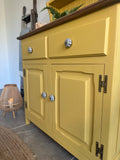 Pine Kitchen Welsh Dresser, Painted Colourful Mustard Yellow
