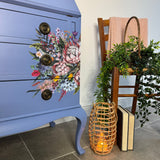 Pretty Writing Desk / Bureau painted light blue, pink and floral